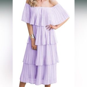 ETCYY Women's Off The Shoulder Ruffles Maxi Dress
